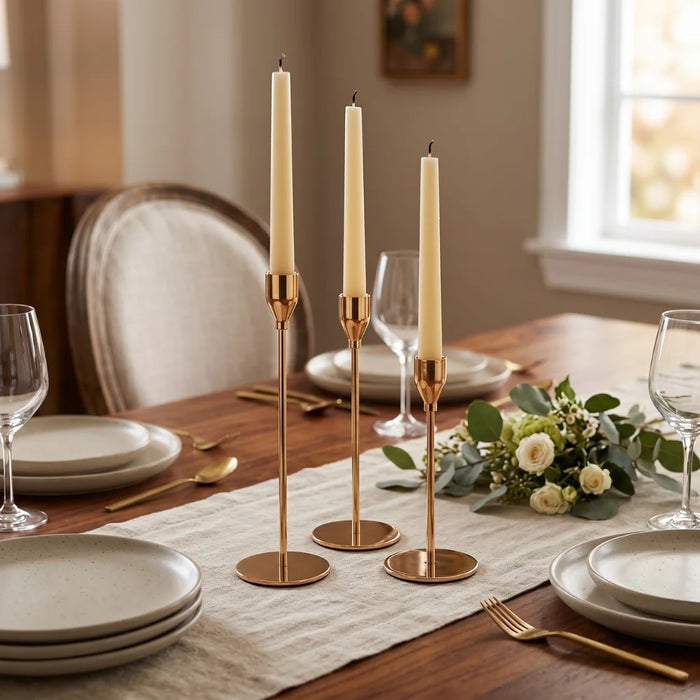 Set 3 Candelabros Porta Velas Dorado Decora Centro De Mesa