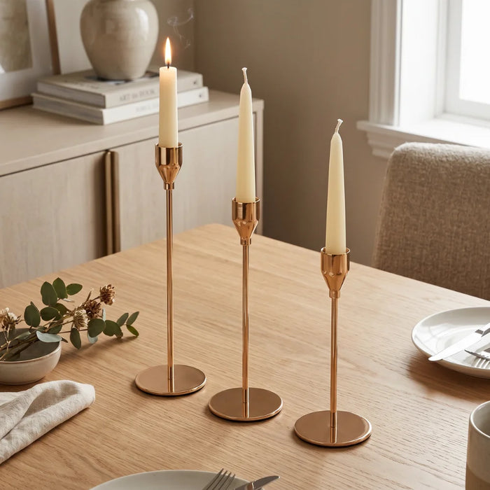 Set 3 Candelabros Porta Velas Dorado Decora Centro De Mesa