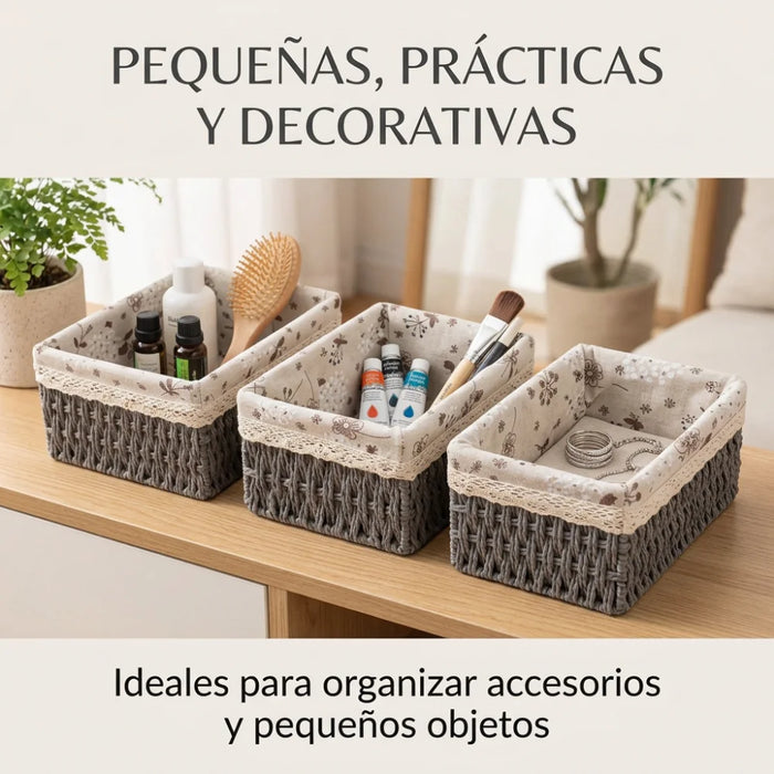 Set 3 Cestas De Almacenamiento Organizadoras Canastas M