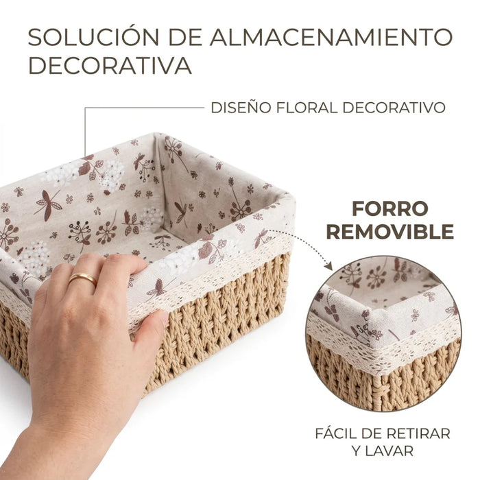 Set 3 Cestas De Almacenamiento Organizadoras Canastas S
