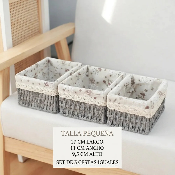 Set 3 Cestas De Almacenamiento Organizadoras Canastas S