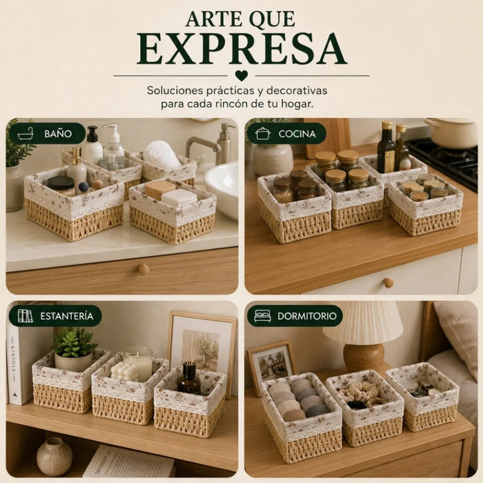 Set 3 Cestas De Almacenamiento Organizadoras Cestos Canastas