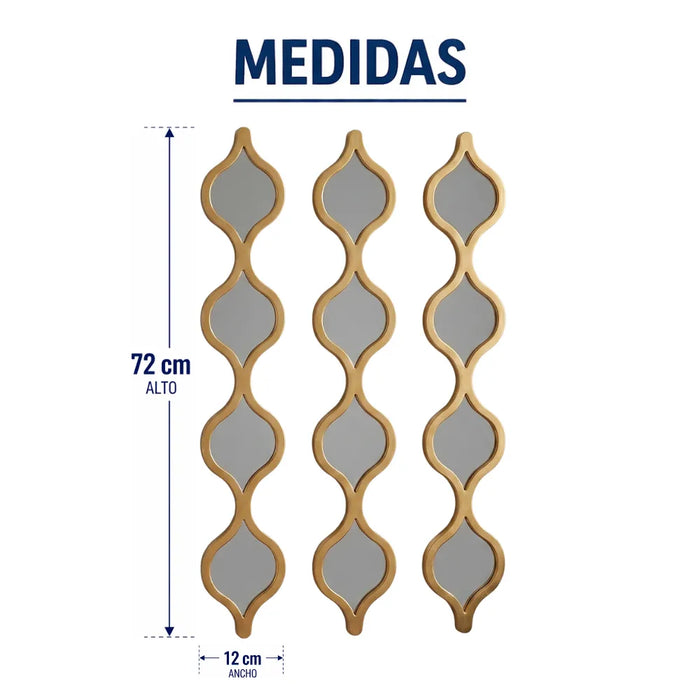 Set 3 Espejos De Pared De Ondas Alargadas Marcos De Espejos