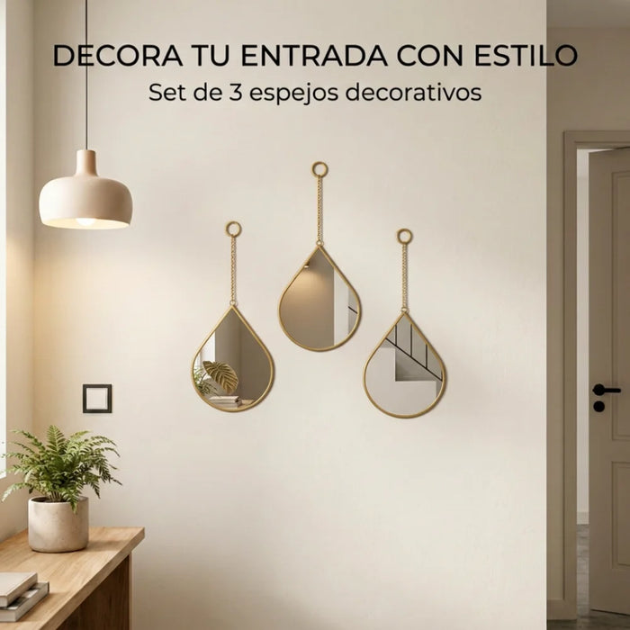 Set 3 Espejos De Pared Para Colgar De Gota Marcos De Espejos