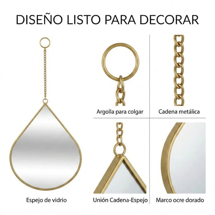 Set 3 Espejos De Pared Para Colgar De Gota Marcos De Espejos