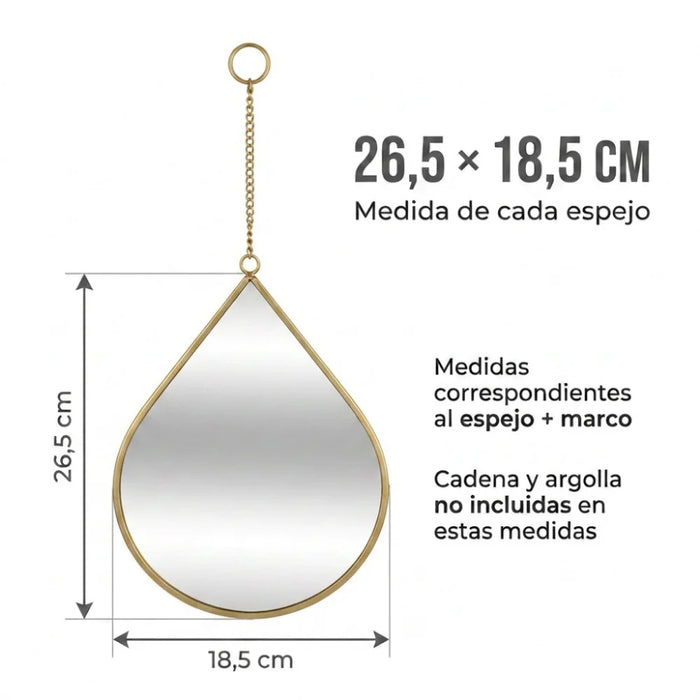 Set 3 Espejos De Pared Para Colgar De Gota Marcos De Espejos