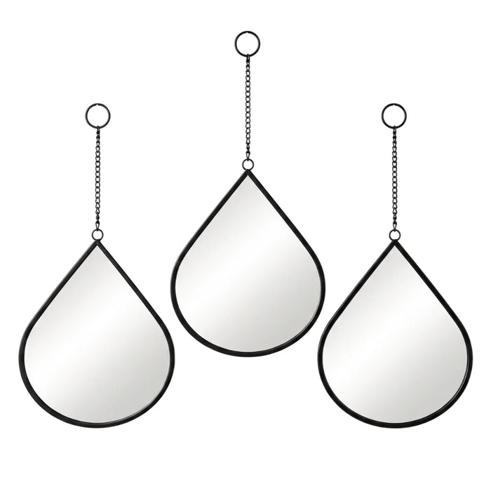 Set 3 Espejos Forma Gota Para Pared Decorativos Con Marco