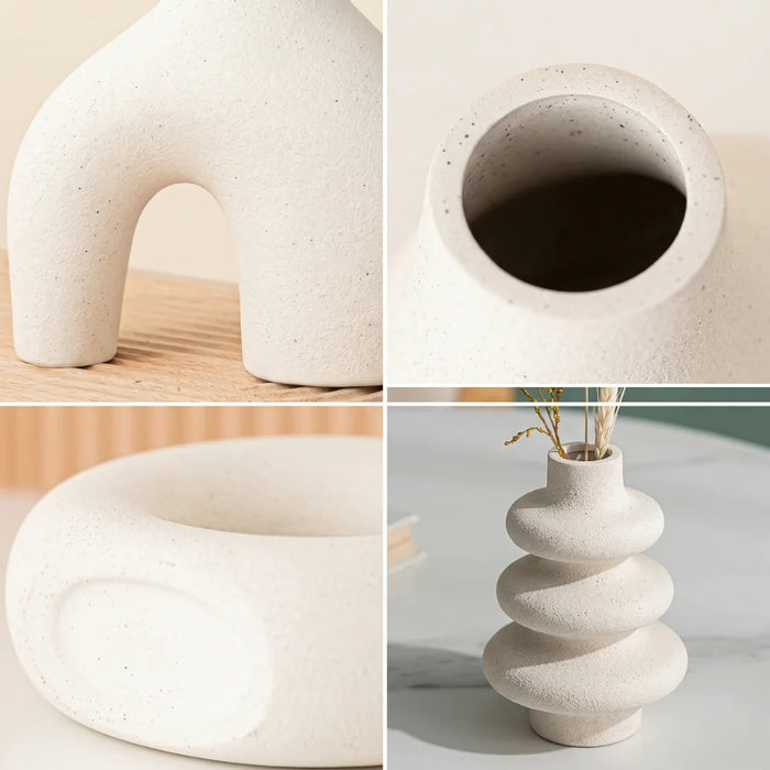 Set 3 Floreros de Ceramica Decorativos Estilo Nordico Hogar