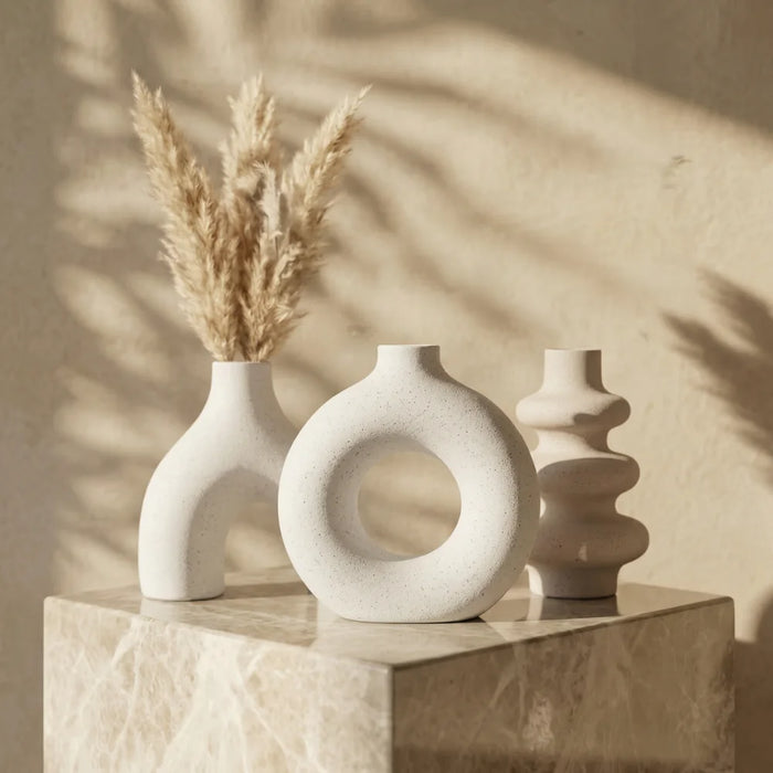 Set 3 Floreros de Ceramica Decorativos Estilo Nordico Hogar