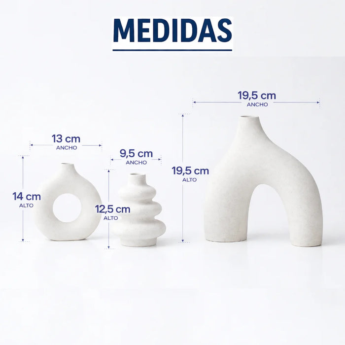 Set 3 Floreros de Ceramica Decorativos Estilo Nordico Hogar