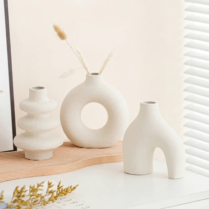 Set 3 Floreros de Ceramica Decorativos Estilo Nordico Hogar