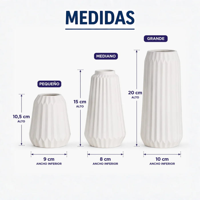 Set 3 Floreros de Cerámica Modernos Minimalistas Hogar