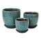 Set 3 Macetero Ceramica Azul Decorativo Texturizado Hogar