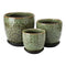 Set 3 Macetero Ceramica Verde Decorativo Texturizado Hogar