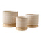 Set 3 Maceteros Maceta De Ceramica Beige Con Patrones Blanco