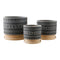Set 3 Maceteros Maceta De Ceramica Gris Con Patrones Negros