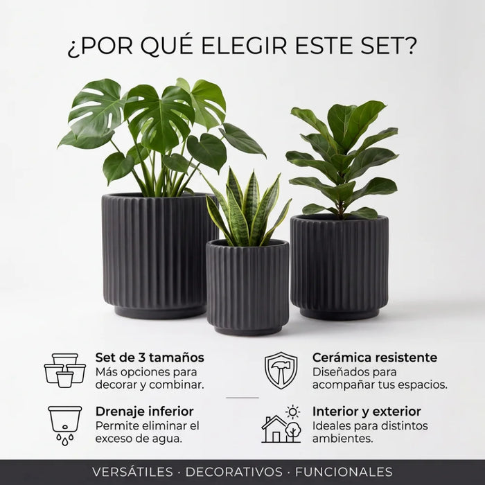 Set 3 Maceteros Macetas De Ceramica Para Plantas Decoracion