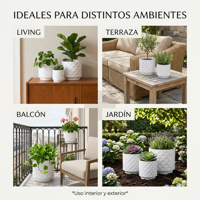 Set 3 Maceteros Macetas De Ceramica Para Plantas Decoracion