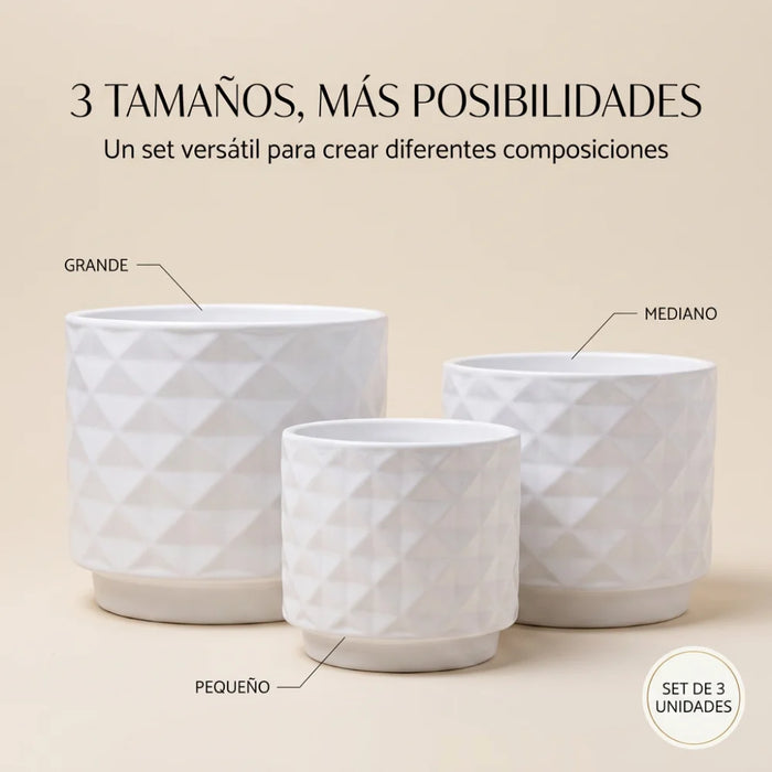 Set 3 Maceteros Macetas De Ceramica Para Plantas Decoracion