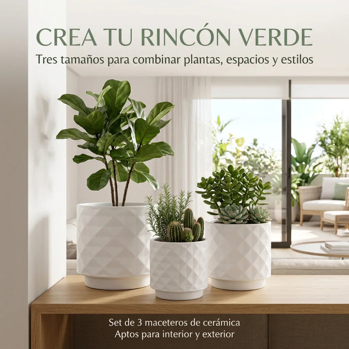 Set 3 Maceteros Macetas De Ceramica Para Plantas Decoracion