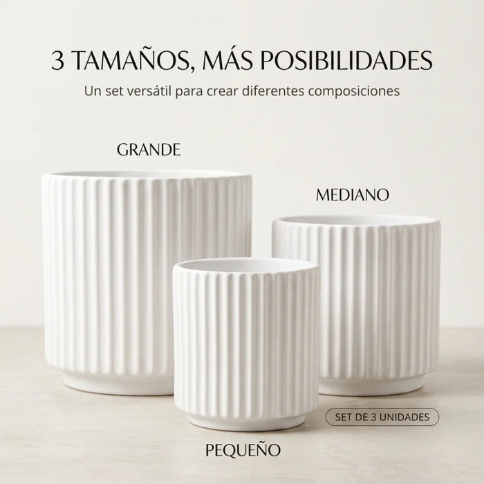 Set 3 Maceteros Macetas De Ceramica Para Plantas Decoracion
