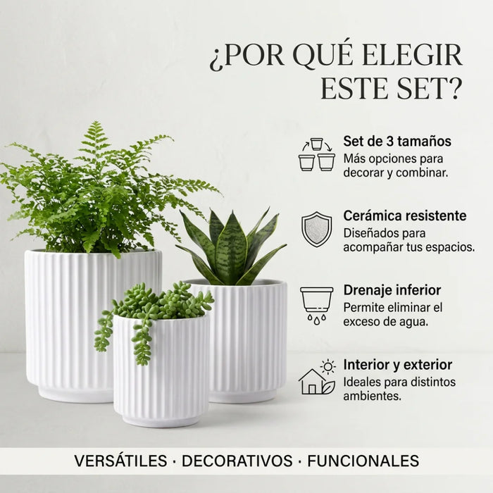 Set 3 Maceteros Macetas De Ceramica Para Plantas Decoracion