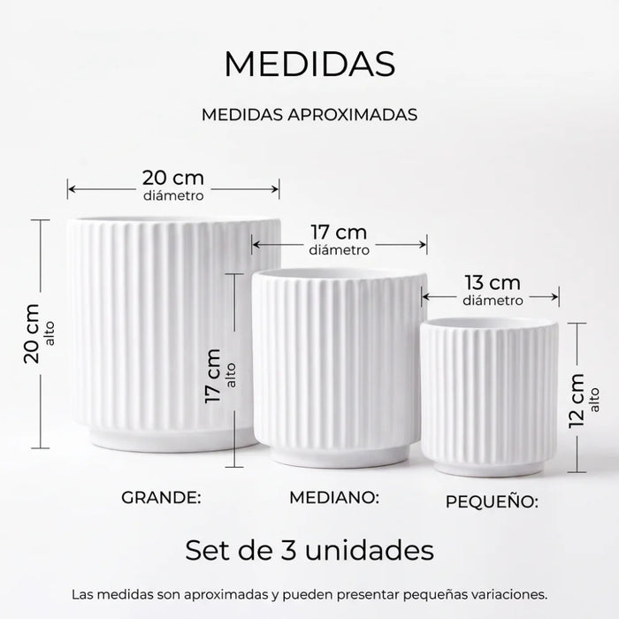 Set 3 Maceteros Macetas De Ceramica Para Plantas Decoracion