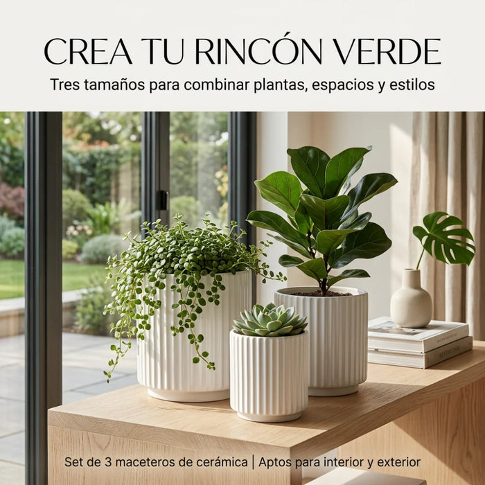 Set 3 Maceteros Macetas De Ceramica Para Plantas Decoracion