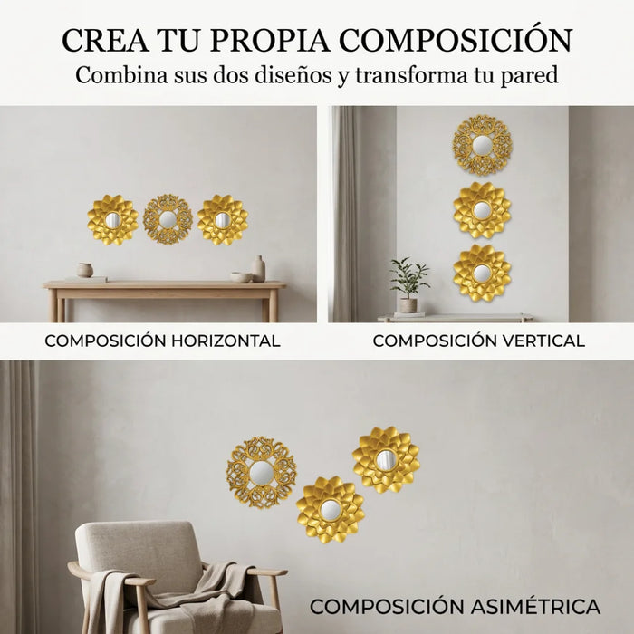Set 3 Marcos De Espejos Decorativos Arabesco Para Pared