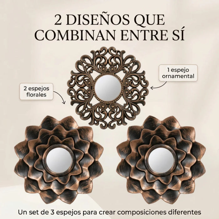 Set 3 Marcos De Espejos Decorativos Arabesco Para Pared
