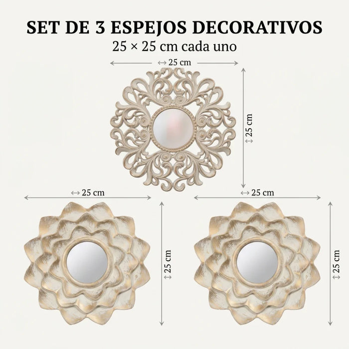 Set 3 Marcos De Espejos Decorativos Arabesco Para Pared