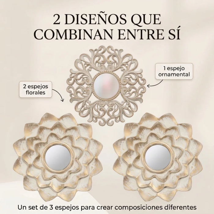 Set 3 Marcos De Espejos Decorativos Arabesco Para Pared