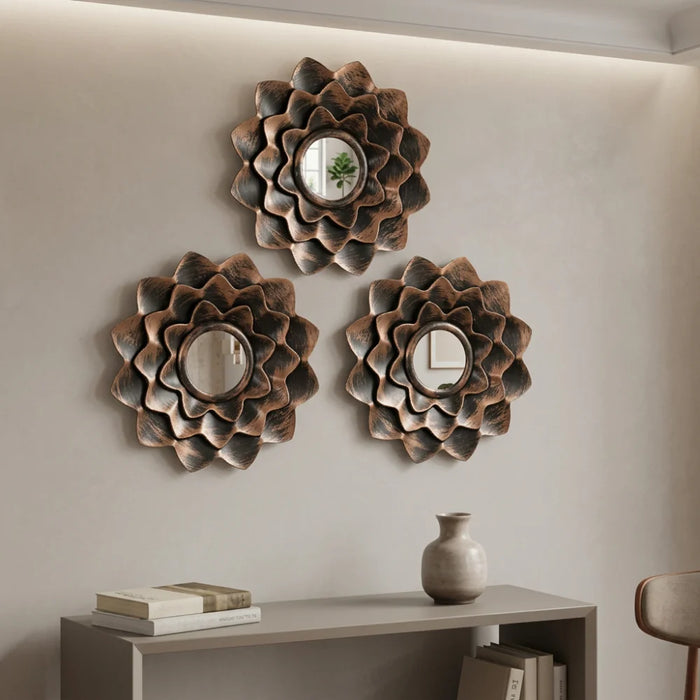 Set 3 Marcos De Espejos Decorativos Flor Para Pared Hogar