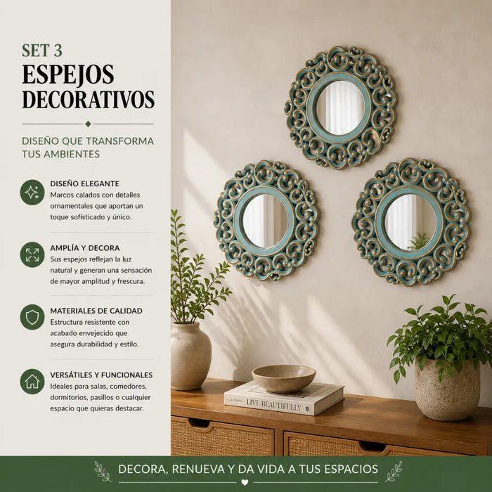 Set 3 Marcos De Espejos Estilo Arabe Decorativo Calipso Deco