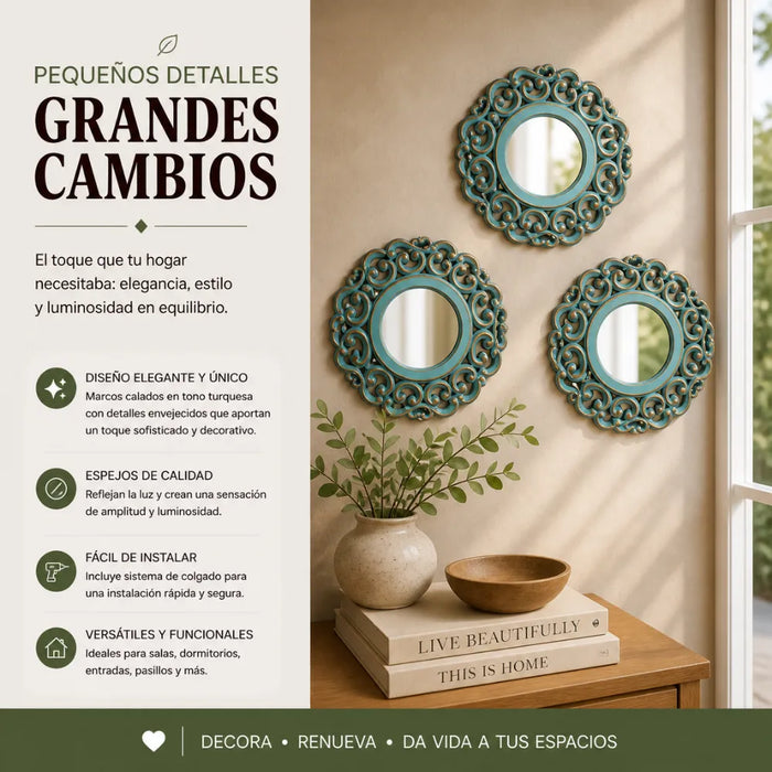 Set 3 Marcos De Espejos Estilo Arabe Decorativo Calipso Deco