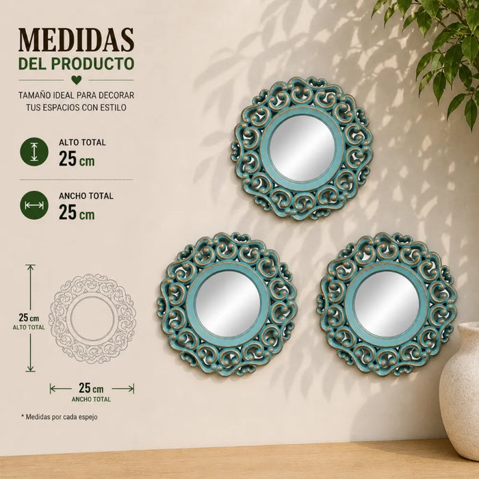 Set 3 Marcos De Espejos Estilo Arabe Decorativo Calipso Deco