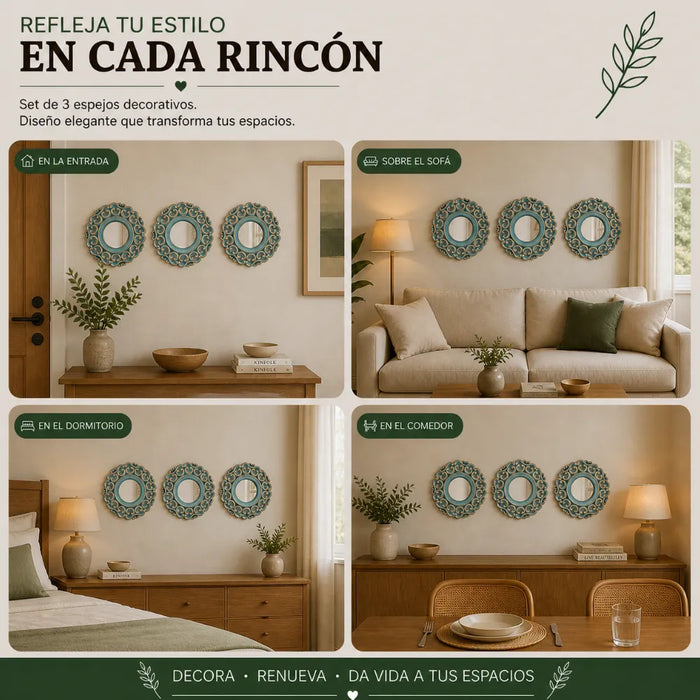 Set 3 Marcos De Espejos Estilo Arabe Decorativo Calipso Deco