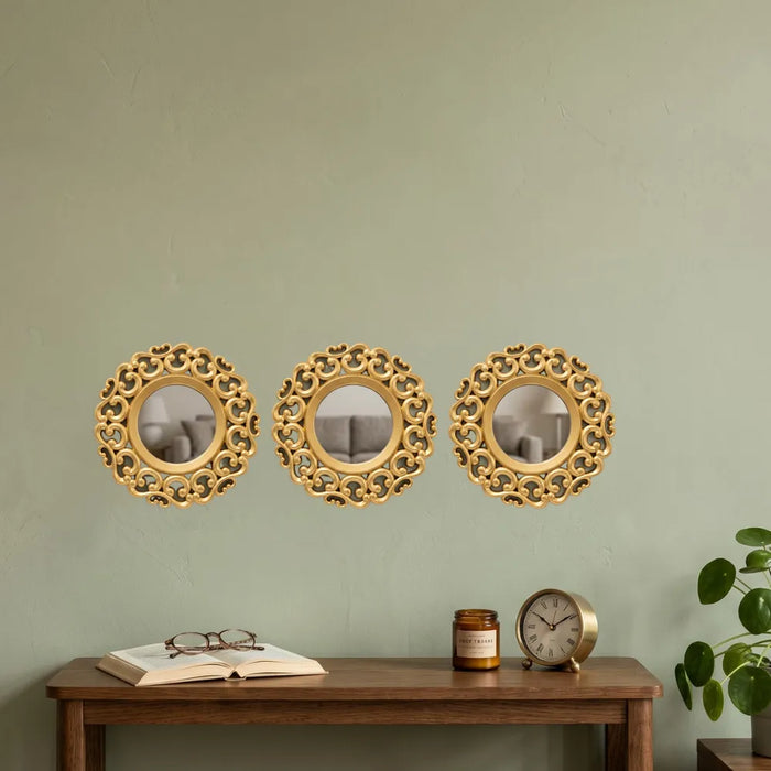 Set 3 Marcos De Espejos Estilo Arabe Decorativo Dorado Deco