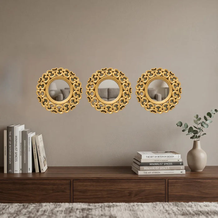 Set 3 Marcos De Espejos Estilo Arabe Decorativo Dorado Deco
