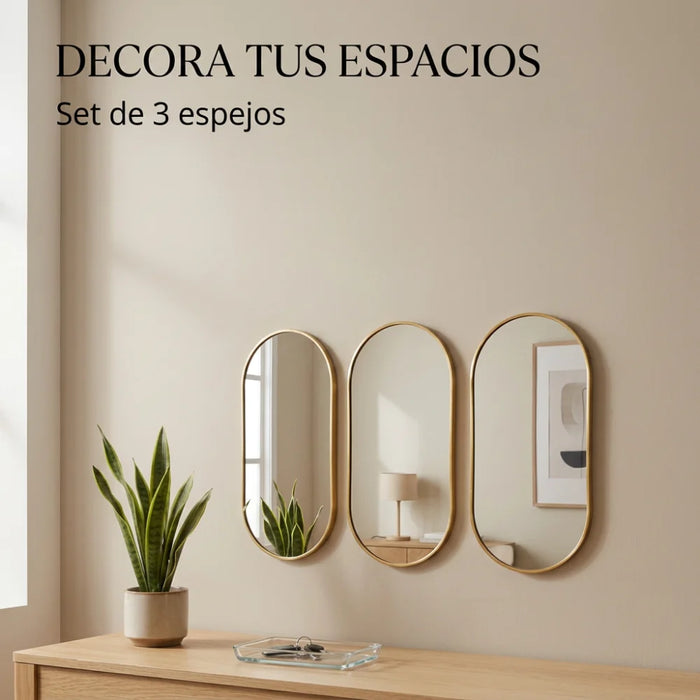 Set 3 Marcos de Espejos Ovalados Modernos Decorativos Pared