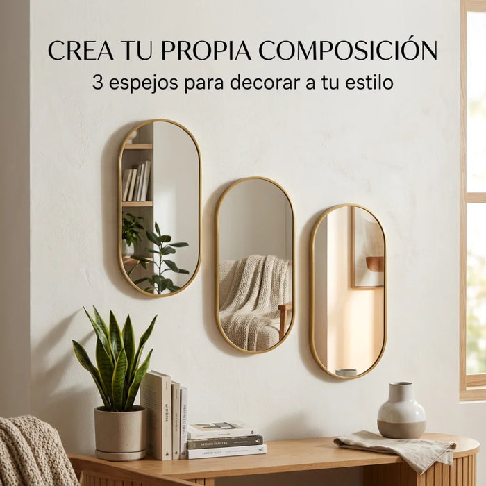 Set 3 Marcos de Espejos Ovalados Modernos Decorativos Pared