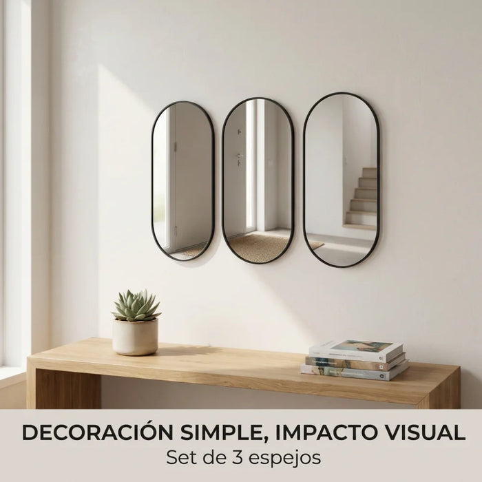 Set 3 Marcos de Espejos Ovalados Modernos Decorativos Pared