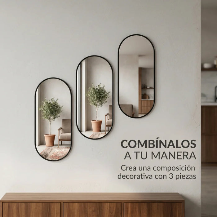 Set 3 Marcos de Espejos Ovalados Modernos Decorativos Pared