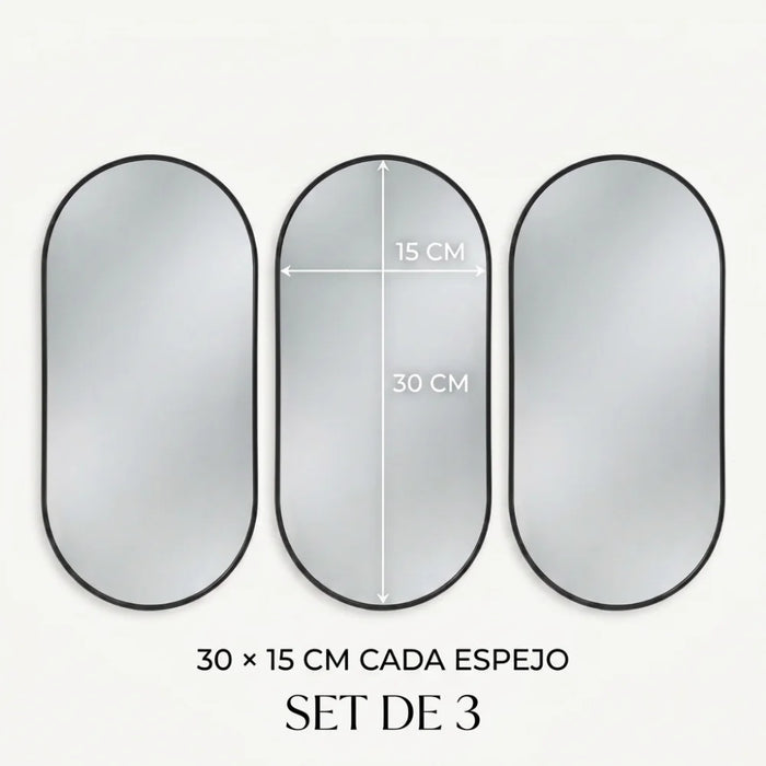 Set 3 Marcos de Espejos Ovalados Modernos Decorativos Pared