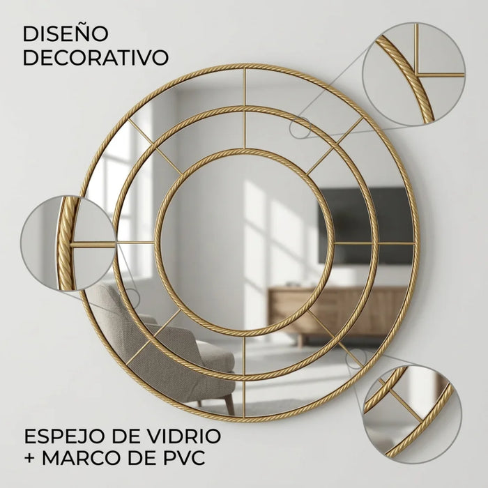 Set 3 Marcos de Espejos Redondos Modernos Decorativos Pared