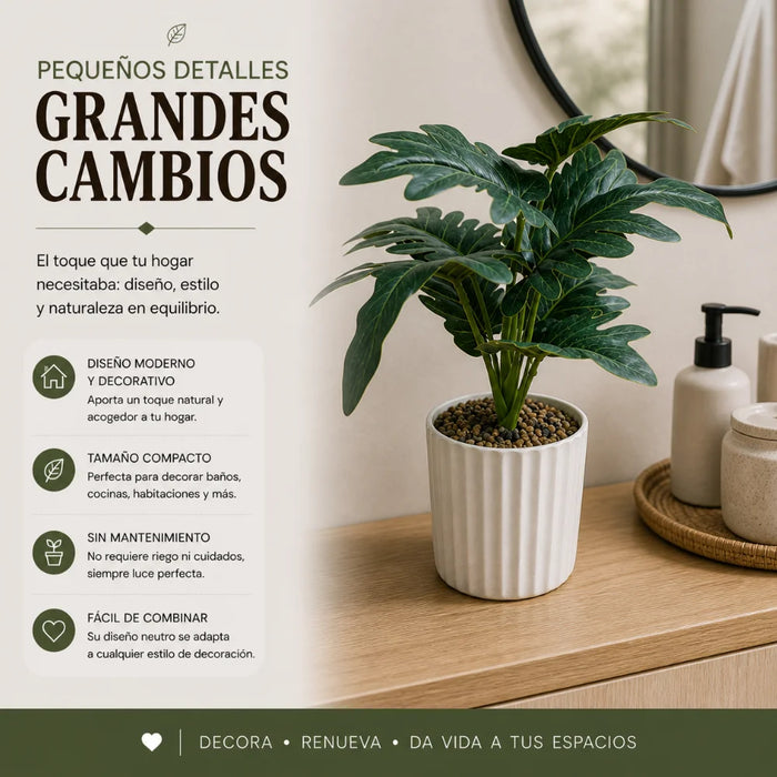 Set 3 Plantas Artificiales Decorativa Estilo Tropical Hogar