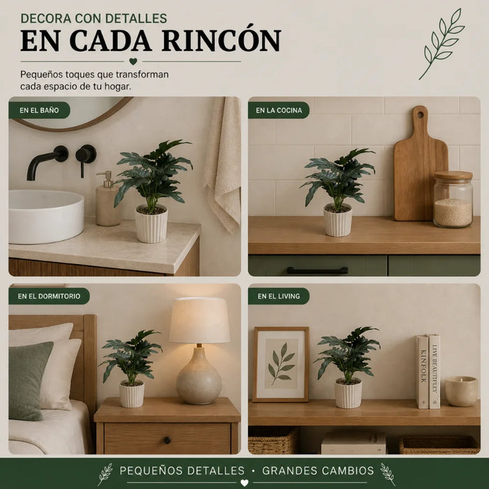 Set 3 Plantas Artificiales Decorativa Estilo Tropical Hogar