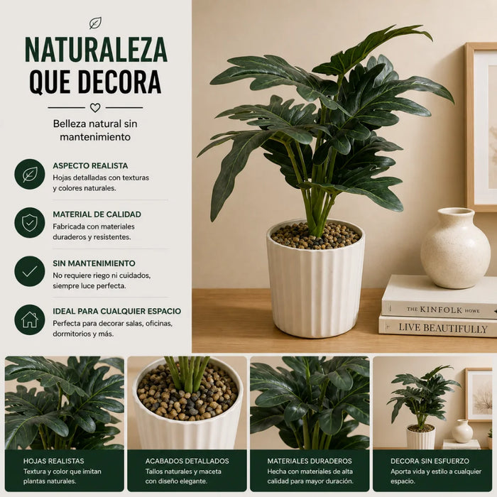 Set 3 Plantas Artificiales Decorativa Estilo Tropical Hogar