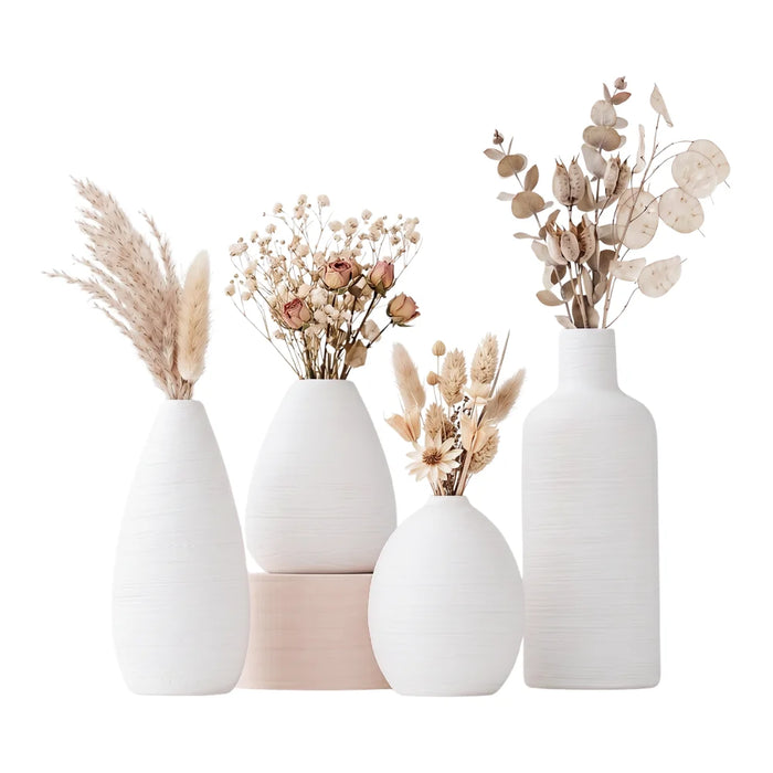 Set 4 Floreros de Ceramica Decorativos Estilo Nordico Hogar
