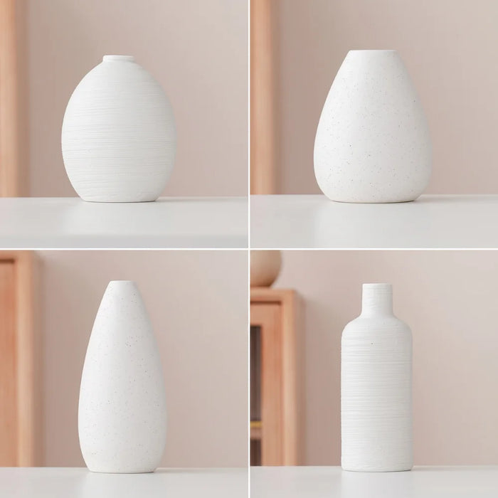 Set 4 Floreros de Ceramica Decorativos Estilo Nordico Hogar